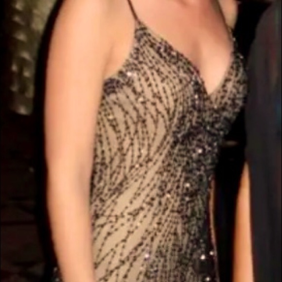 Mac Duggal Couture Beaded Feather Nude Illusion Dress - Sz. 2